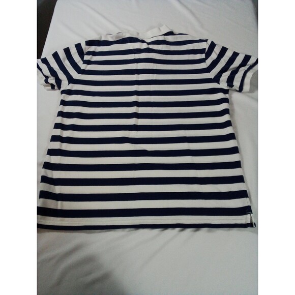 Men's Chaps Blue And White Striped Polo Shirts Size XL Short Sleeve - Picture 11 of 11